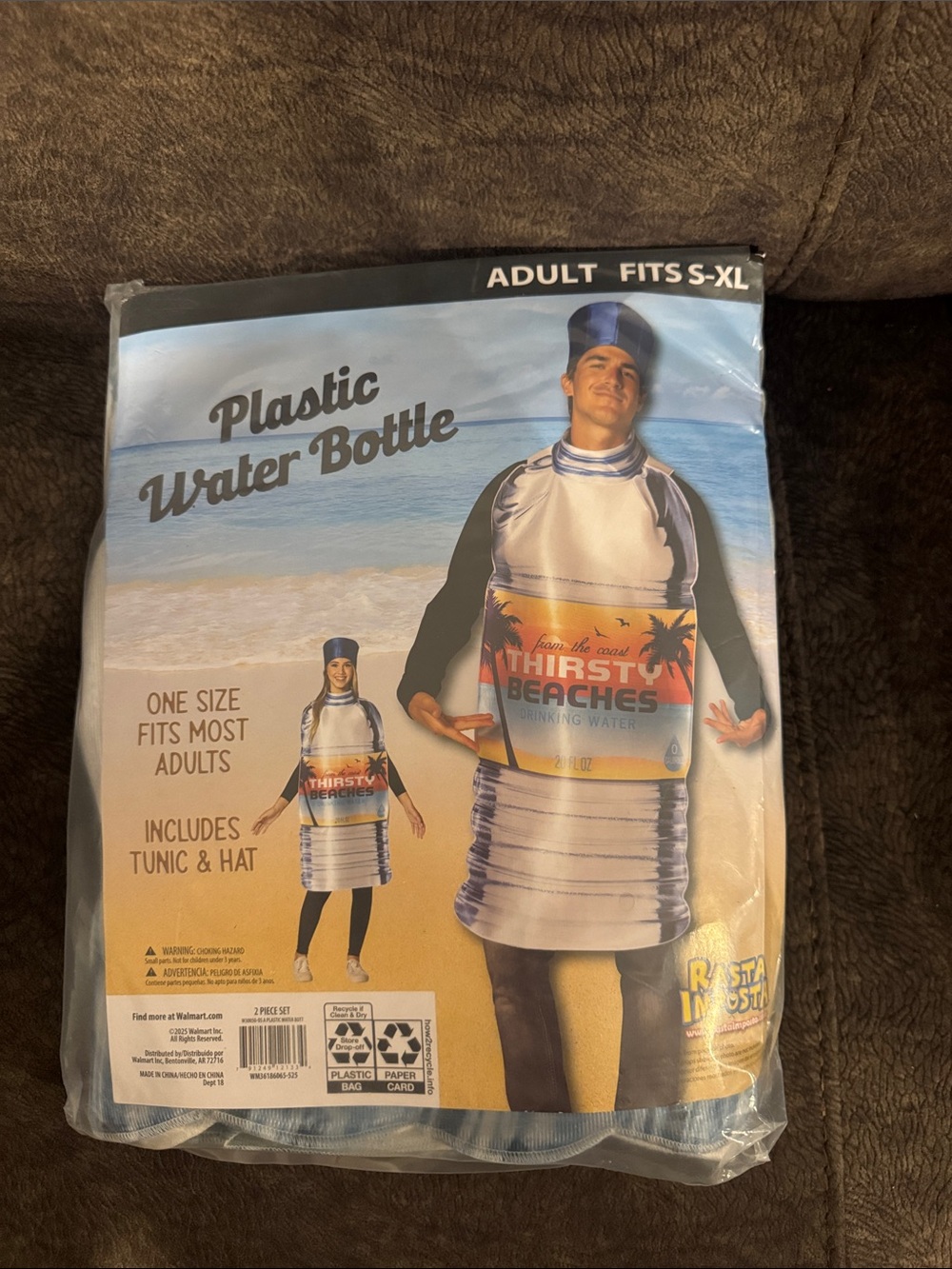 New Plastic Water Bottle Halloween Costume - Blue & White fits S-XL